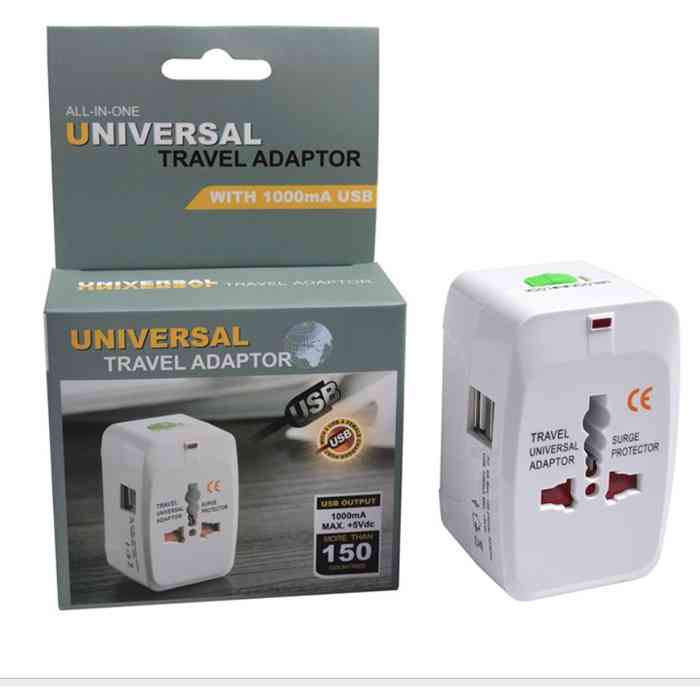 All -In -One Universal Travel Adaptor With 1000mA USB, More than 150 Countries