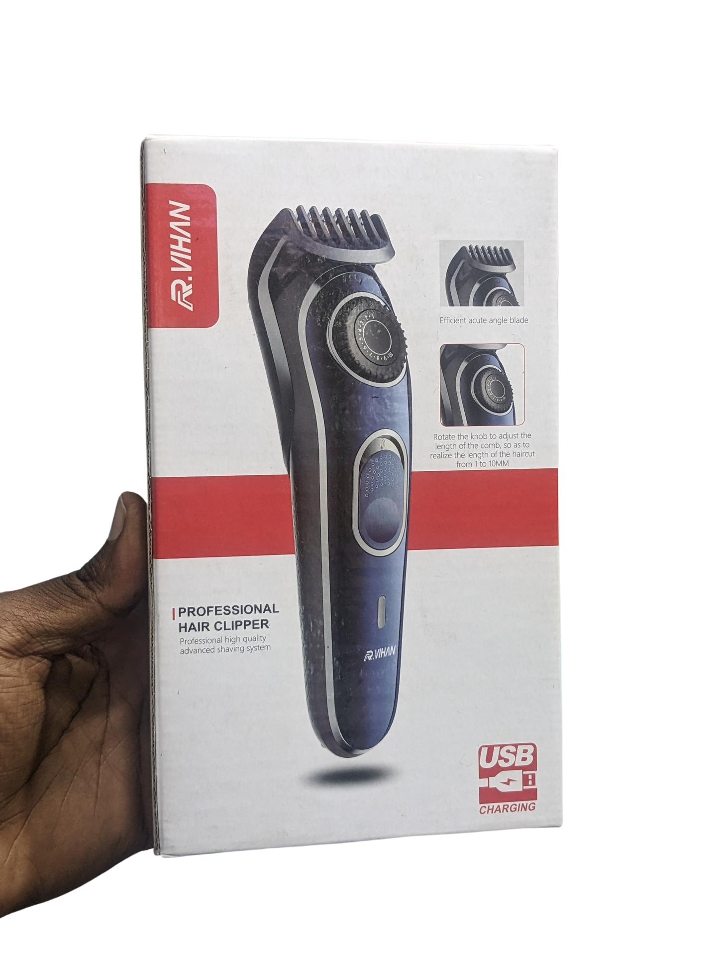 Professional Hair Clipper R-VIHAN, Replaceable Battery, Battery fully recharges in 3 hours, High quality advanced shaving system