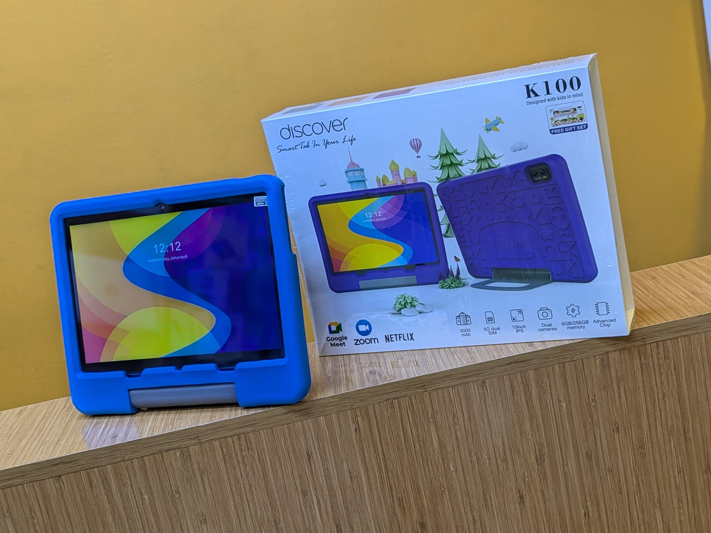 Discover Tablet K100 for Kids Ram 6gb Storage 256gb, Display Size 10 Inches, Dual Sim 5G, Battery Capacity 5000mAh