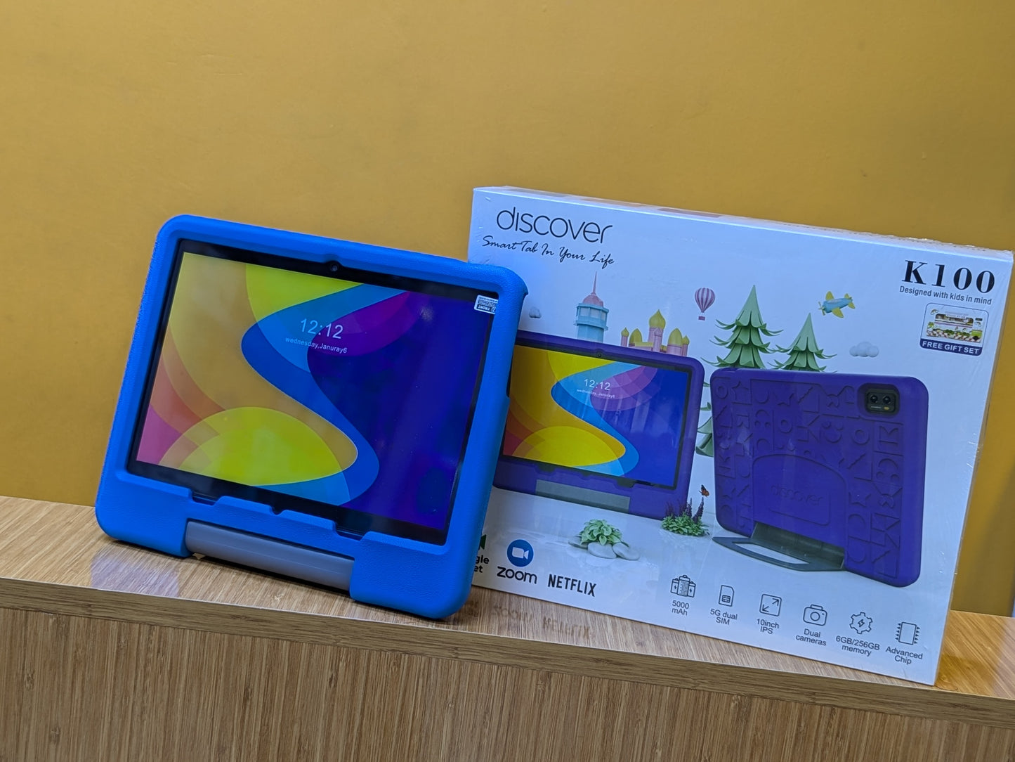 Discover Tablet K100 for Kids Ram 6gb Storage 256gb, Display Size 10 Inches, Dual Sim 5G, Battery Capacity 5000mAh