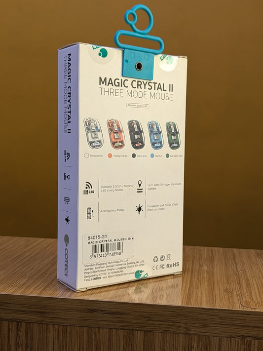 Magic crastal II Three Mode Mouse (COTECi) Transparent Bluetooth and Wireless