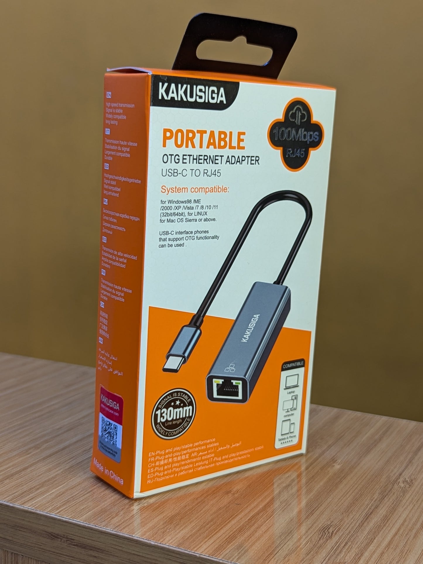 Portable OTG Ethernet Adapter USB - C to RJ45