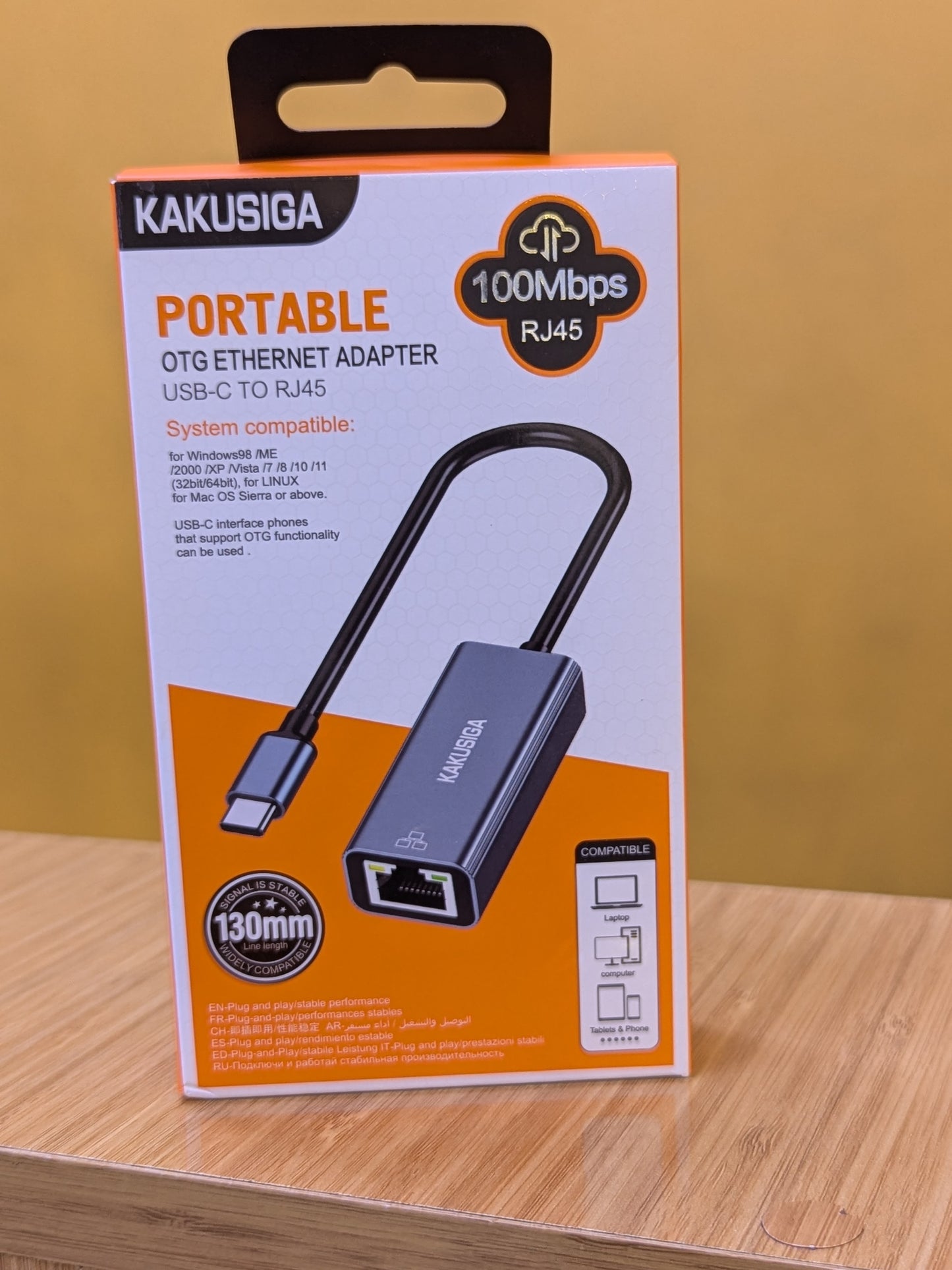 Portable OTG Ethernet Adapter USB - C to RJ45
