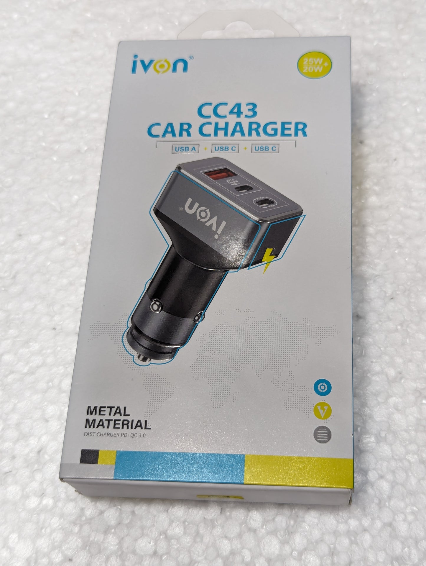 CC43 Car Fast Charger PD+QC3.0 (45W)