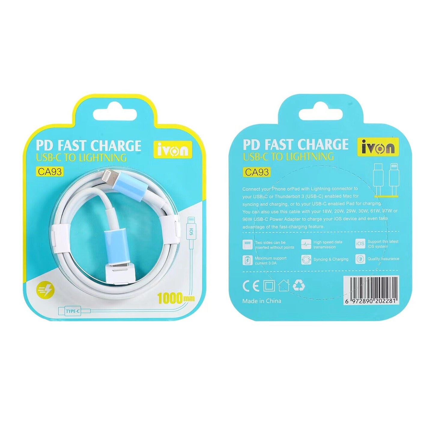 PD Fast Charge USB-C to Lightning (CA93)