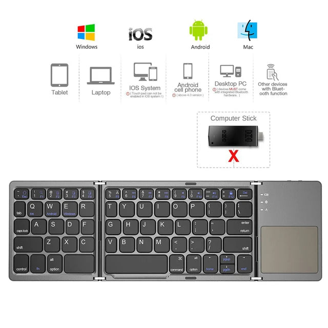 Flexible Bluetooth keyboard High quality, Seamlessly to your devices Windows, iOS & Android.