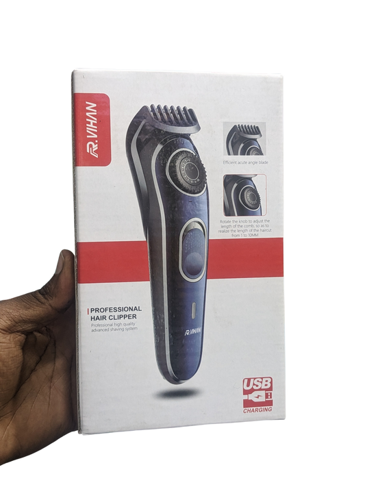 Professional Hair Clipper R-VIHAN, Replaceable Battery, Battery fully recharges in 3 hours, High quality advanced shaving system