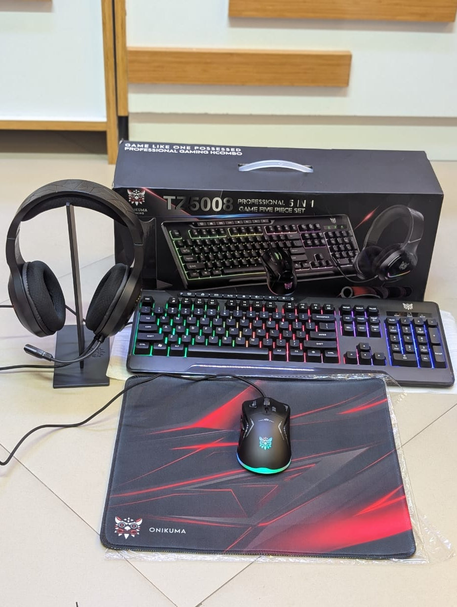 ONIKUMA TZ5008 5 in 1 Professinal Gaming Keyboard With Gaming Headphone,Gaming Mouse,Mouse Pad And Stand