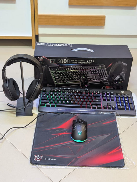 ONIKUMA TZ5008 5 in 1 Professinal Gaming Keyboard With Gaming Headphone,Gaming Mouse,Mouse Pad And Stand